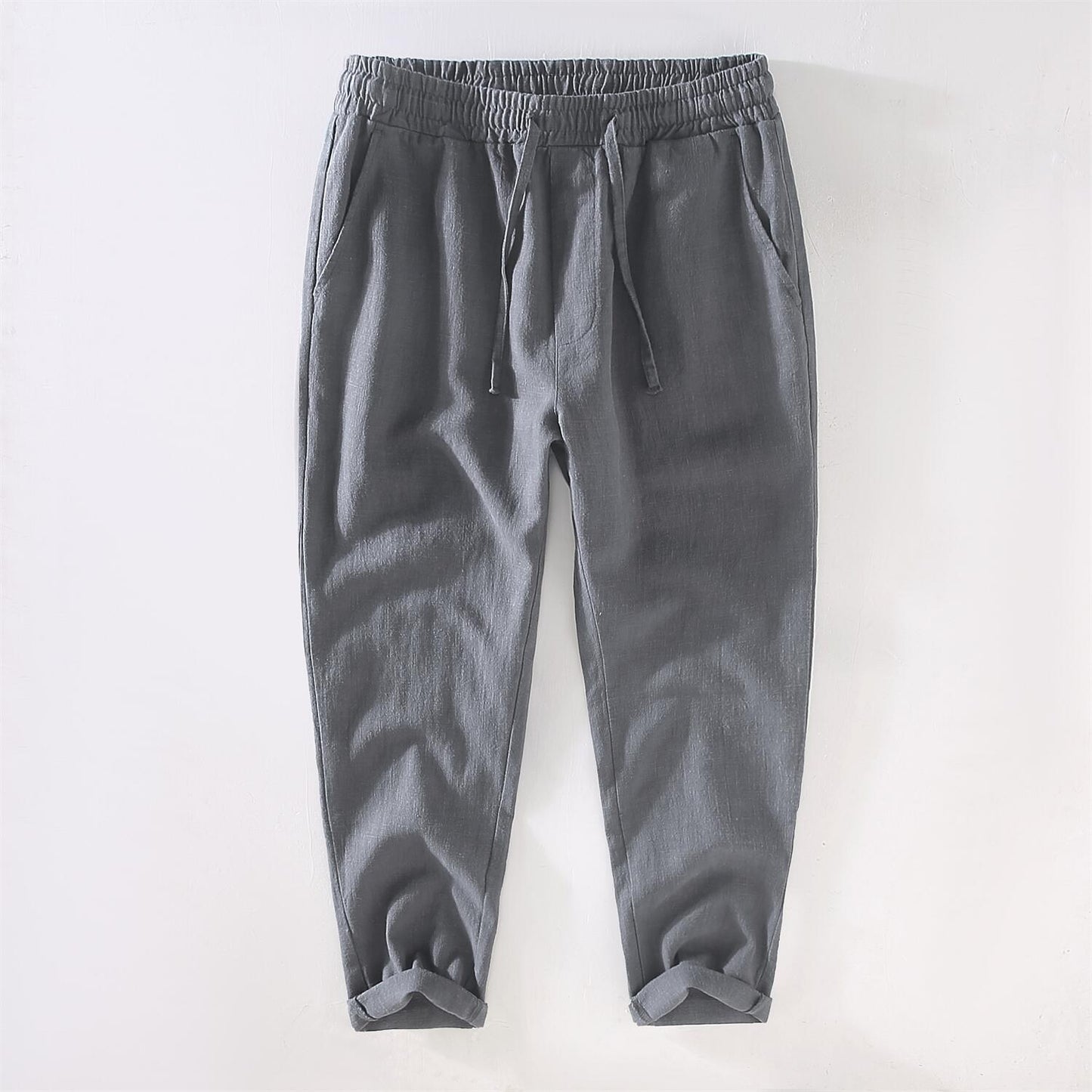 Men's Linen Drawstring Cropped Pants