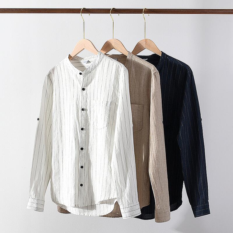 Striped Linen Long Sleeve Shirt